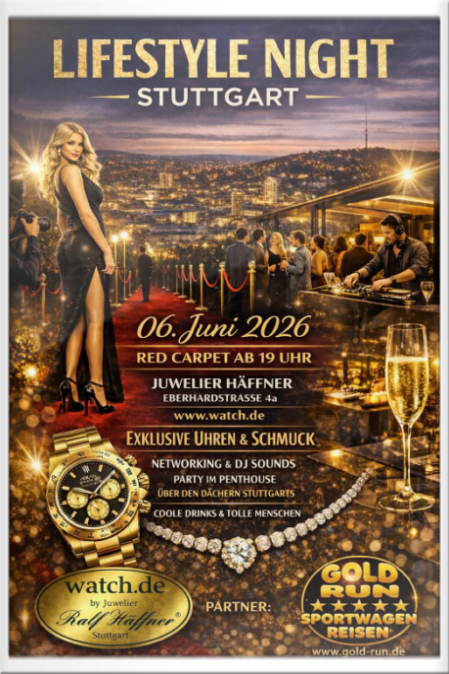 Gold-Run SportwagenTour -  Lifestyle Night Juwelier Häffner - Trailer