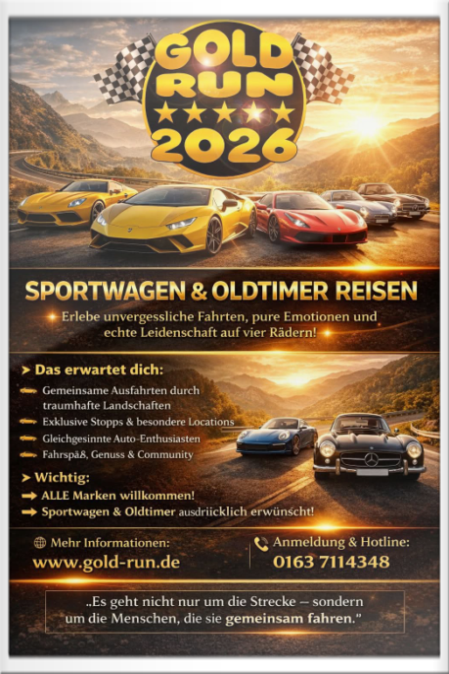 Gold-Run - Sportwagen- & Oldtimerreisen